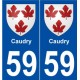 59 Caudry blason autocollant plaque stickers ville