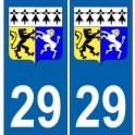 29 de Finisterre etiqueta engomada de la placa de escudo de armas el escudo de armas de pegatinas departamento