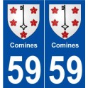 59 Comines blason autocollant plaque stickers ville