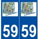 59 Comines logo autocollant plaque stickers ville