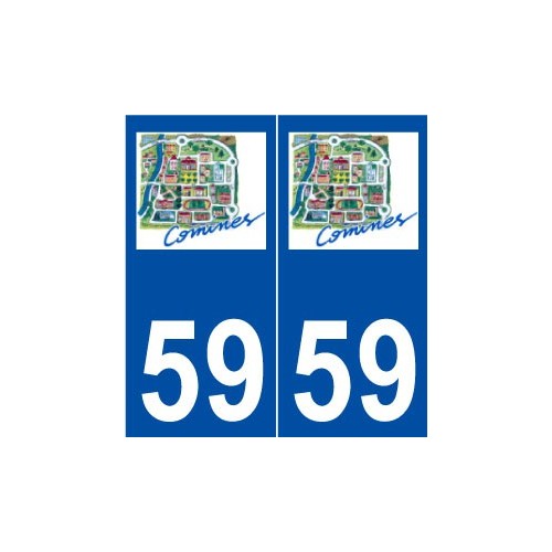 59 Comines logo autocollant plaque stickers ville
