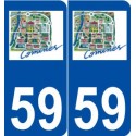 59 Comines logo autocollant plaque stickers ville