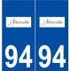 94 Alfortville logo autocollant plaque stickers ville
