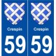 59 Crespin blason autocollant plaque stickers ville