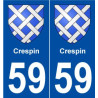 59 Crespin blason autocollant plaque stickers ville