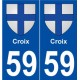 59 Croix blason autocollant plaque stickers ville