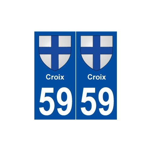 59 Croix blason autocollant plaque stickers ville