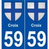 59 Croix blason autocollant plaque stickers ville