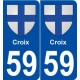 59 Croix blason autocollant plaque stickers ville