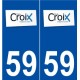 59 Croix logo autocollant plaque stickers ville