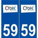59 Croix logo autocollant plaque stickers ville