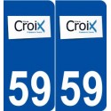 59 Croix logo autocollant plaque stickers ville