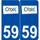 59 Croix logo autocollant plaque stickers ville