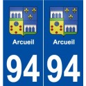 94 Arcueil blason autocollant plaque stickers ville