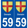 59 Denain blason autocollant plaque stickers ville