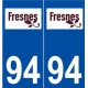 94 Fresnes logo autocollant plaque stickers ville