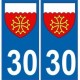 30 Gard autocollant plaque blason armoiries stickers département