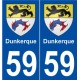 59 Dunkerque blason autocollant plaque stickers ville