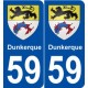 59 Dunkerque blason autocollant plaque stickers ville