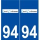 94 Limeil-Brévannes logo autocollant plaque stickers ville