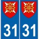 31 Haute Garonne autocollant plaque blason armoiries stickers département