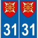 31 Haute Garonne autocollant plaque blason armoiries stickers département