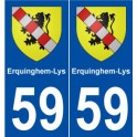 59 Erquinghem-Lys blason autocollant plaque stickers ville