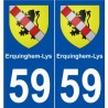 59 Erquinghem-Lys blason autocollant plaque stickers ville