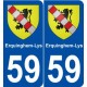 59 Erquinghem-Lys blason autocollant plaque stickers ville