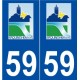 59 Erquinghem-Lys logo autocollant plaque stickers ville