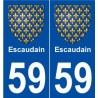 59 Escaudain blason autocollant plaque stickers ville