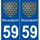 59 Escautpont blason autocollant plaque stickers ville