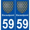 59 Escautpont blason autocollant plaque stickers ville