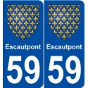59 Escautpont blason autocollant plaque stickers ville