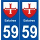 59 Estaires blason autocollant plaque stickers ville