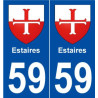 59 Estaires blason autocollant plaque stickers ville