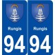94 Rungis blason autocollant plaque stickers ville