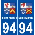 94 Saint-Mandé blason autocollant plaque stickers ville