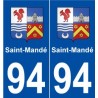 94 Saint-Mandé blason autocollant plaque stickers ville