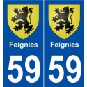 59 Feignies blason autocollant plaque stickers ville