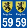 59 Feignies blason autocollant plaque stickers ville