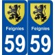 59 Feignies blason autocollant plaque stickers ville