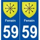 59 Fenain blason autocollant plaque stickers ville