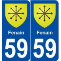59 Fenain blason autocollant plaque stickers ville