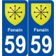 59 Fenain blason autocollant plaque stickers ville