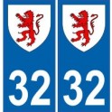 32 Gers etiqueta engomada de la placa de escudo de armas el escudo de armas de pegatinas departamento