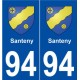 94 Santeny blason autocollant plaque stickers ville