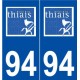 94 Thiais logo autocollant plaque stickers ville