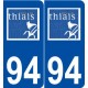 94 Thiais logo autocollant plaque stickers ville
