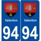 94 Valenton blason autocollant plaque stickers ville